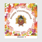 Happy Thanksgiving Die Türkei umgab Herbstlaube Aufkleber (Blatt)