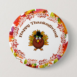 Happy Thanksgiving Die Türkei umgab Herbstlaube Button