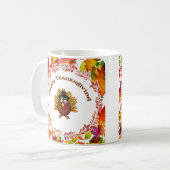 Happy Thanksgiving Die Türkei umgab Herbstlaube Kaffeetasse (Vorderseite Links)