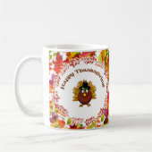 Happy Thanksgiving Die Türkei umgab Herbstlaube Kaffeetasse (Links)