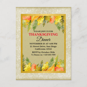 Happy Thanksgiving Dinner Bunte Blätter Feiertagspostkarte