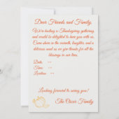 Happy Thanksgiving Dinner niedliche Eule Einladung (Rückseite)