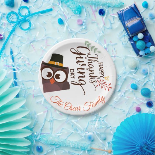 Happy Thanksgiving Dinner niedliche Eule Pappteller (Party)