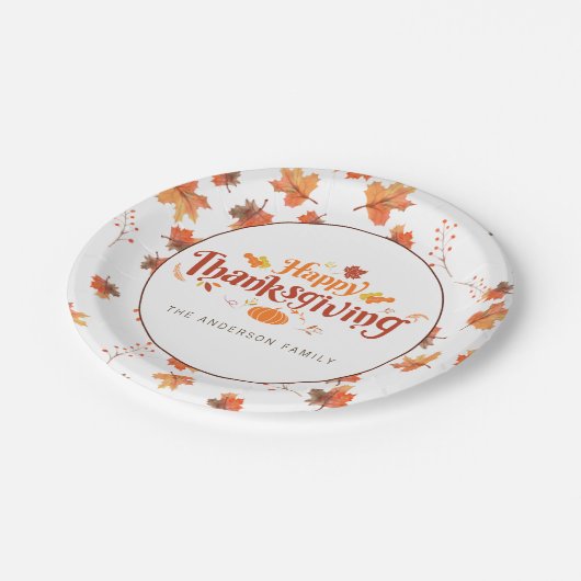 Happy Thanksgiving Dinner Pappteller (Schrägansicht)