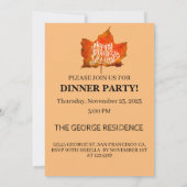 Happy Thanksgiving Dinner Party Herbstlaube Einladung (Rückseite)