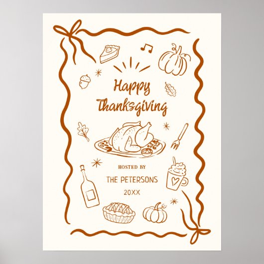 Happy Thanksgiving Dinner Party Printable Poster (Vorne)