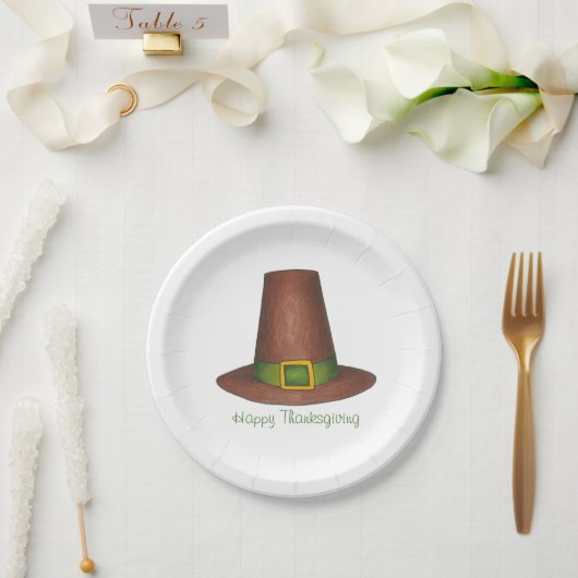 Happy Thanksgiving Dinner Pilgrim Puritan Hat Pappteller (Hochzeit)