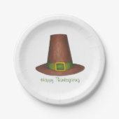Happy Thanksgiving Dinner Pilgrim Puritan Hat Pappteller (Vorderseite)
