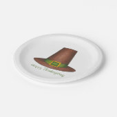 Happy Thanksgiving Dinner Pilgrim Puritan Hat Pappteller (Schrägansicht)