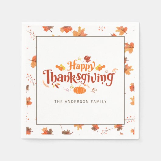 Happy Thanksgiving Dinner Serviette (Vorderseite)