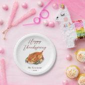 Happy Thanksgiving Dinner Türkei Wasserfarbe Rusti Pappteller (Party)