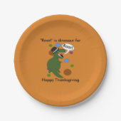 Happy Thanksgiving Dinosaur Roar Funny Personalize Pappteller (Vorderseite)