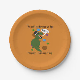 Happy Thanksgiving Dinosaur Roar Funny Personalize Pappteller