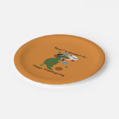 Happy Thanksgiving Dinosaur Roar Funny Personalize Pappteller (Schrägansicht)