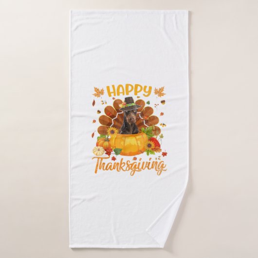 Happy Thanksgiving Doberman Dog Türkei Pumpkin Badehandtuch (Badehandtuch)
