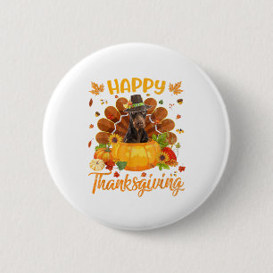 Happy Thanksgiving Doberman Dog Türkei Pumpkin Button