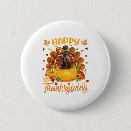 Happy Thanksgiving Doberman Dog Türkei Pumpkin Button (Vorderseite)