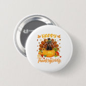 Happy Thanksgiving Doberman Dog Türkei Pumpkin Button (Vorne & Hinten)