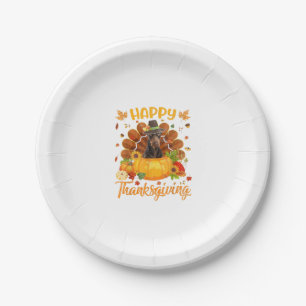 Happy Thanksgiving Doberman Dog Türkei Pumpkin Pappteller