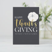 "Happy Thanksgiving" dunkelblau, silbergrau Dankeskarte (Stehend Vorderseite)