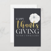 "Happy Thanksgiving" dunkelblau, silbergrau Dankeskarte (Vorne/Hinten)