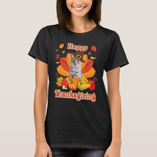 Happy Thanksgiving Egyptian Mau Cat I'm Thankful F T-Shirt (Vorderseite)