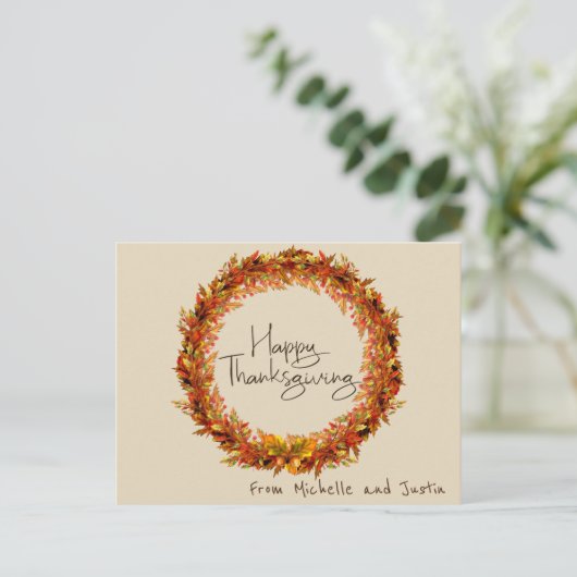 Happy Thanksgiving einfache Herbstleaf Custom Postkarte (Stehend Vorderseite)