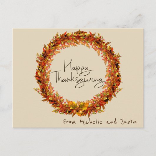 Happy Thanksgiving einfache Herbstleaf Custom Postkarte (Vorderseite)