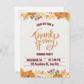 Happy Thanksgiving Einladung Postkarte (Vorne/Hinten)