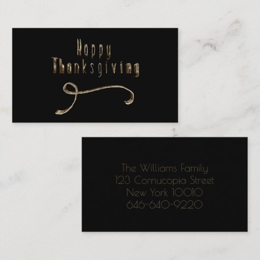 Happy Thanksgiving Elegante Black Gold Typografie Visitenkarte (Vorne/Hinten)