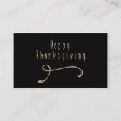 Happy Thanksgiving Elegante Black Gold Typografie Visitenkarte (Vorderseite)