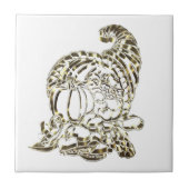 Happy Thanksgiving Elegante Golden Cornucopia Fliese (Vorderseite)