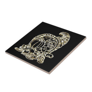 Happy Thanksgiving Elegante Golden Cornucopia Fliese