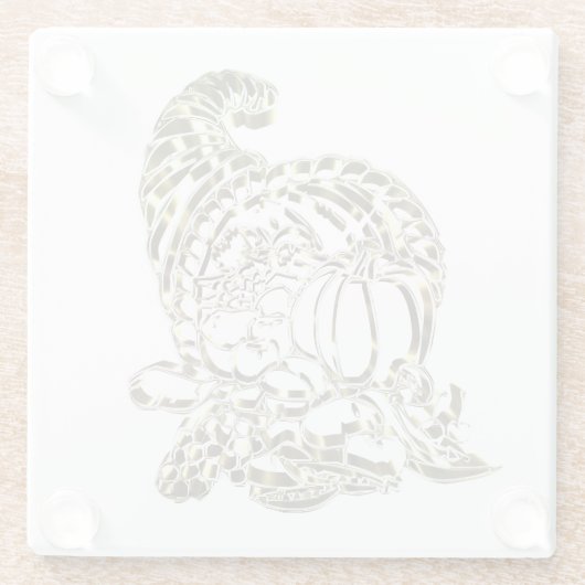 Happy Thanksgiving Elegante Golden Cornucopia Glasuntersetzer (Rückseite)
