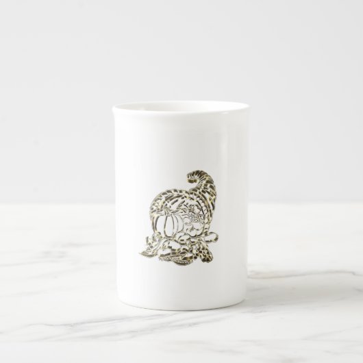 Happy Thanksgiving Elegante Golden Cornucopia Porzellantasse (Vorderseite)