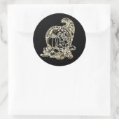 Happy Thanksgiving Elegante Golden Cornucopia Runder Aufkleber (Tasche)