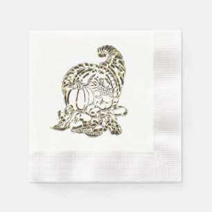 Happy Thanksgiving Elegante Golden Cornucopia Serviette