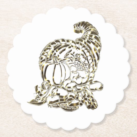 Happy Thanksgiving Elegante Golden Cornucopia Untersetzer (Vorderseite)