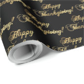Happy Thanksgiving Elegante Imitate Goldene Fossil Geschenkpapier (Rolleneckpunkt)
