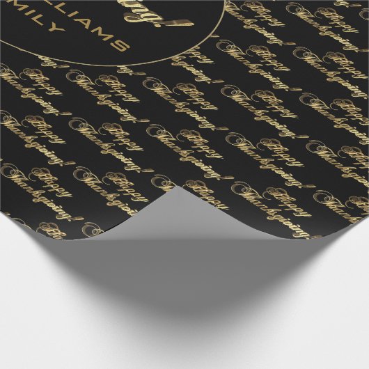 Happy Thanksgiving Elegante Imitate Goldene Fossil Geschenkpapier (Ecke)