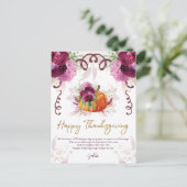 Happy Thanksgiving Eleganter Herbst Burgund Postkarte (Stehend Vorderseite)