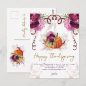 Happy Thanksgiving Eleganter Herbst Burgund Postkarte (Vorne/Hinten)