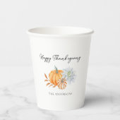 Happy Thanksgiving Eleganter Pumpkin Fall Pappbecher (Rückseite)