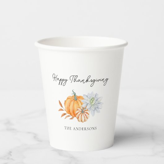 Happy Thanksgiving Eleganter Pumpkin Fall Pappbecher (Vorderseite)