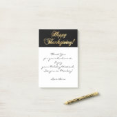 Happy Thanksgiving Eleganter Schwarz-Gold-Text Post-it Klebezettel (Auf Schreibtisch)