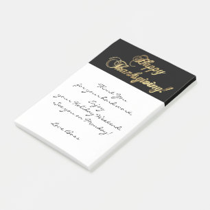 Happy Thanksgiving Eleganter Schwarz-Gold-Text Post-it Klebezettel