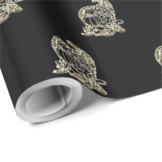 Happy Thanksgiving Elegantes Black Gold Cornucopia Geschenkpapier (Rolleneckpunkt)