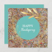 Happy Thanksgiving elegantes goldenes Herbstfolien Feiertagskarte (Vorne/Hinten)
