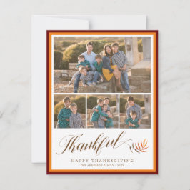 Happy Thanksgiving Elegantes Script Foto Collage Feiertagskarte