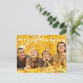 Happy Thanksgiving Elegantes White Script Foto Postkarte (Stehend Vorderseite)